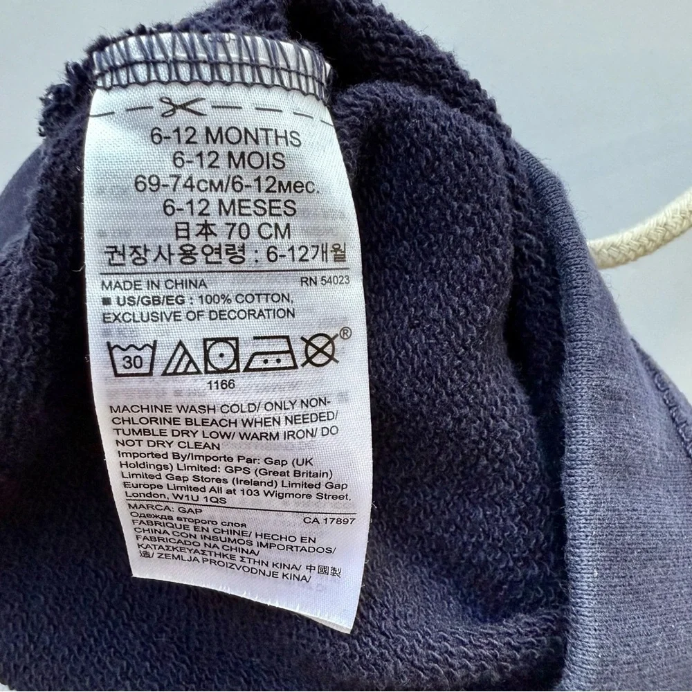 DISNEY X BABY GAP 100% cotton navy blue French Terry cloth sweatpants size 6-12